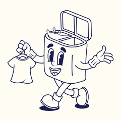 Washing Machine Cartoon Character Illustration Outlineion Version