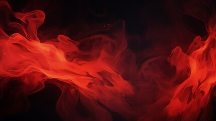 This image captures a dynamic and vivid red smoke, swirling intensely against a stark black background It conveys a sense of motion and energy