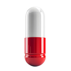 Vibrant Red and White Capsule: Symbolizing Health and Vitality, Perfect for Medical Concepts and Wellness Campaigns - A PNG Cutout Isolated on a Transparent Backdrop