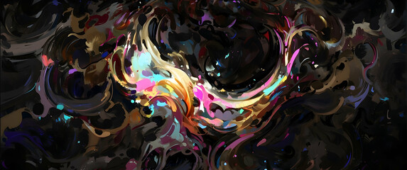 Dynamic swirls of color create an abstract composition full of energy, emotion, and movement