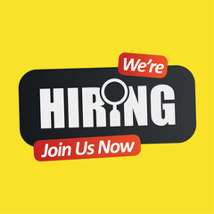 We Are Hiring Join Our Team Poster Or Banner With Yellow Background Stock Illustration