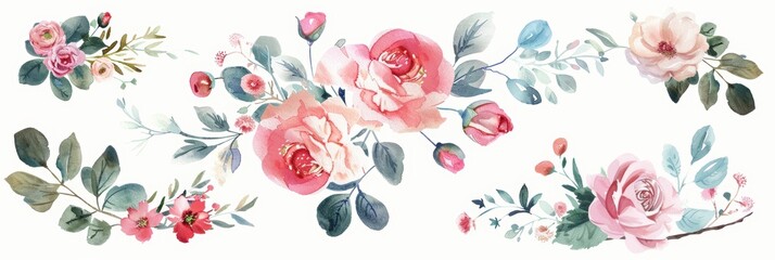 Watercolor Floral Bouquet for Greeting Cards and Weddings Generative AI