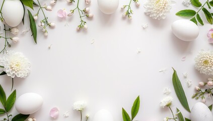 Elegant Spring Floral Arrangement with White Eggs