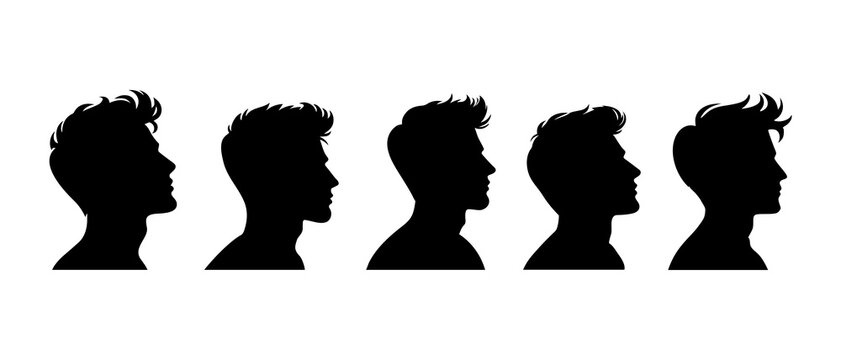 Man side view profile silhouette black filled vector Illustration icon