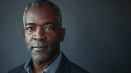 Mature Middle-Aged Black Businessman In Corporate Office, Head Shot Portrait, Created Using Generative Ai Technology