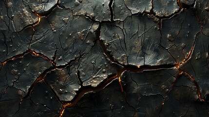 Close-up view of charred leather with detailed texture and golden highlights