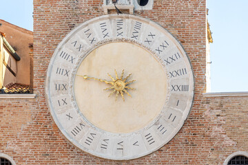 Close up of the clock of the historical church San Giacomo di Rialto; Venice, Italy