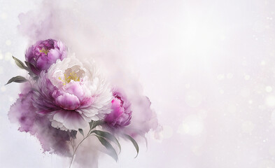 Fleurs de pivoine rose sur fond blanc. Papier peint fleuri. Fond floral, espace vide pour le texte, invitation