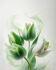 Papier peint, tulipes vertes abstraites
