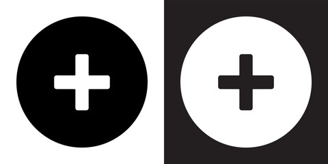 Obraz premium Add icon vector. Plus sign symbol in trendy flat style. Medical cross vector icon illustration isolated on white and black background