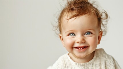 Naklejka premium Happy smiling baby with plain background