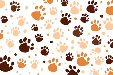 Fototapeta premium Paw prints pattern backgrounds brown carnivora.