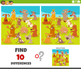 differences activity with cartoon dogs animals group