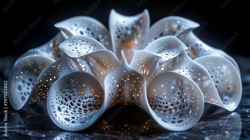 Canvas Prints Abstract glowing porcelain flower sculpture