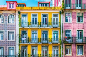 Obraz premium Häuserreihe am Douro- Altstadt von Ribeira-Porto/Portugal. Beautiful simple AI generated image in 4K, unique.