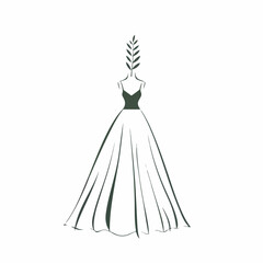 Wedding dress in cartoon, doodle style. Image for t-shirt, web, mobile apps and ui. Isolated 2d vector illustration in logo, icon, sketch style, Eps 10. AI Generative