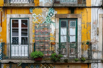 Fototapeta na wymiar Häuserreihe am Douro- Altstadt von Ribeira-Porto/Portugal. Beautiful simple AI generated image in 4K, unique.