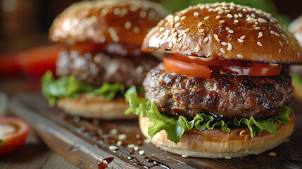 Close up of home made burgers
