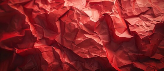 Close Up of Red Crumpled Paper Texture