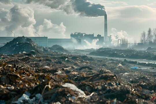 A major corporation producing significant pollution lacking in environmental responsibility. Concept Corporate Pollution, Environmental Impact, Sustainability Practices, Ethical Responsibility