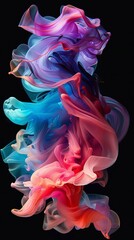 Vibrant smoke art with a fluid gradient of colors, creating a dynamic and ethereal visual effect, vertical wallpaper, background for parfum