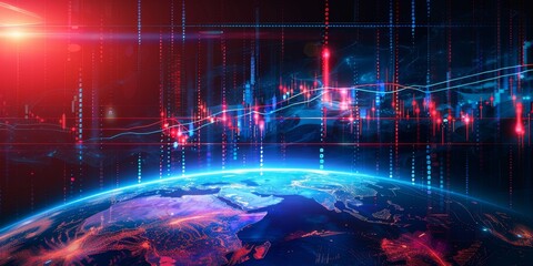 High-tech digital globe with interconnected data and pulsating energy lines, visualizing global communication networks in a space-themed backdrop.