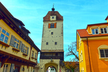 Der Espantorturm in der Altstadt von Isny im Allgäu (Baden-Württemberg)