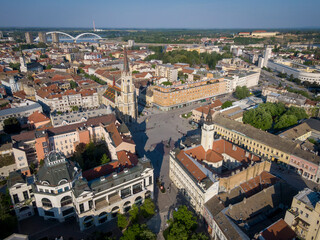 Fototapeta na wymiar Above central part of Novi Sad, Serbia