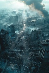 Obraz na płótnie Canvas destroyed city after earthquake Generative AI