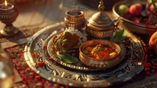 A detailed image of a Vat Savitri Vrat thali, showcasing the traditional items used during the Vrat.