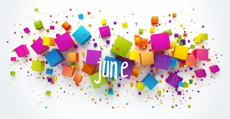 colorful squares forming the word "june" on a white background Generative AI