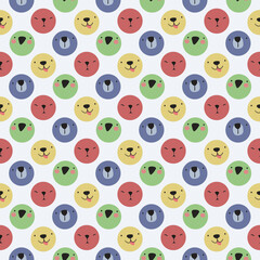 Fototapeta premium Seamless pattern with cute animal heads. Children's vector illustration. Background