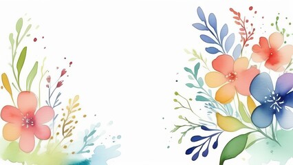 Whimsical watercolor flowers with ink splatters.