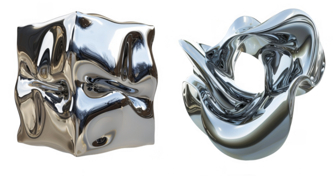 Sleek and shiny 3D chrome loops. Modern fluid metal designs.