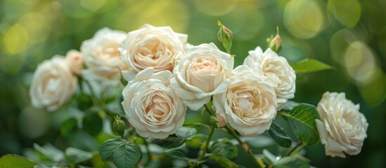 White Roses With Green Leaves