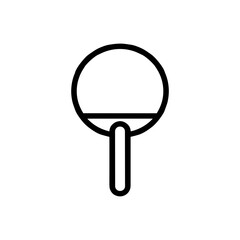 Ping Pong Paddle Icon, Black Line Drawing, Table Tennis Equipment Symbol