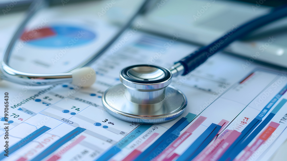 Poster a diagram of healthcare expenditure with a pointer ascending. reflecting the nations health sector i