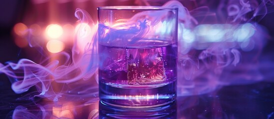 Glass Filled With Purple Liquid on Table