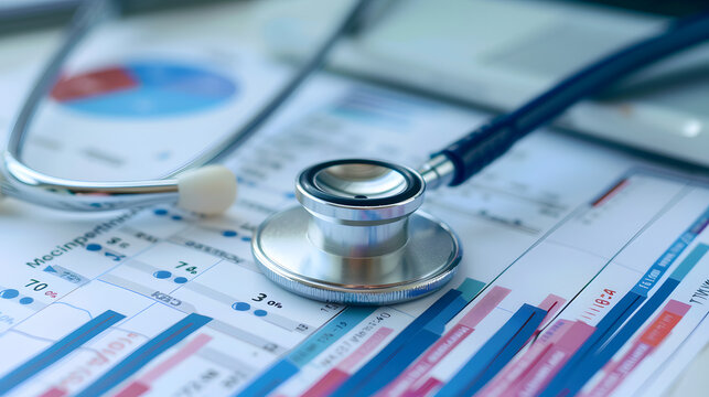 A diagram of healthcare expenditure with a pointer ascending. reflecting the nations health sector investment. The backdrop is out of focus to underscore the health datas reliability. 