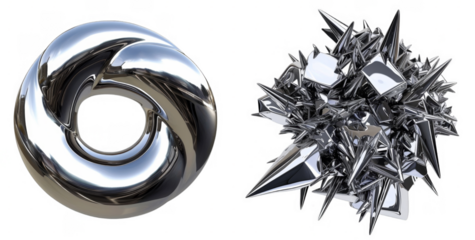 Sleek and shiny 3D chrome loops. Modern fluid metal designs.