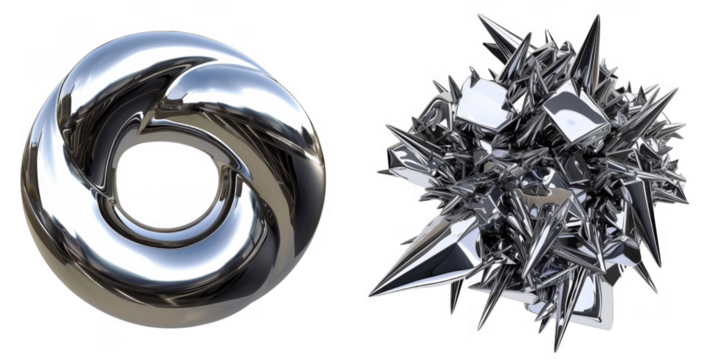 Sleek and shiny 3D chrome loops. Modern fluid metal designs.