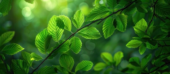 Close Up of Green Leaves on a Tree - obrazy, fototapety, plakaty