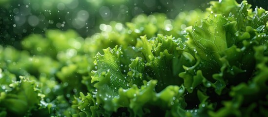 Lush Green Organic Lettuce Close-Up - obrazy, fototapety, plakaty