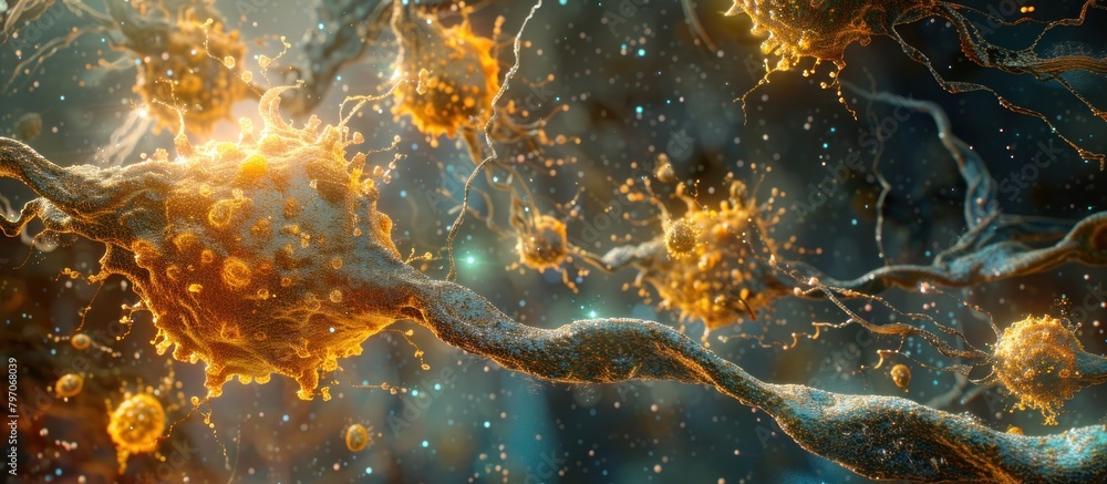 Poster computer-generated neurons and synapses visualization