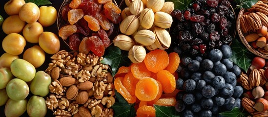 Assorted Fruits and Nuts Close Up - obrazy, fototapety, plakaty