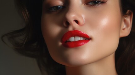 female model with red lips glamour, ai