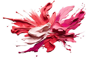 Cherry color and magenta color paint stroke on a solid white background, generative AI