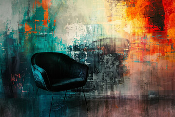 An abstract composition featuring the Bofinger chair, stimulating thoughts of creativity and imagination. - obrazy, fototapety, plakaty