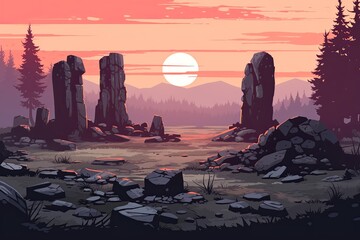 Druid Stone Circle Gradients: Ancient Archeology Website Header