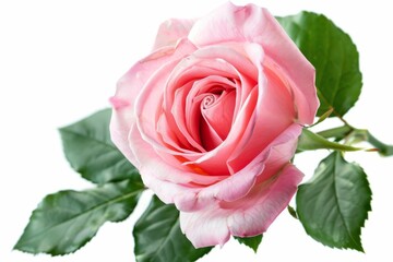 Elegant pink rose isolated on white background
